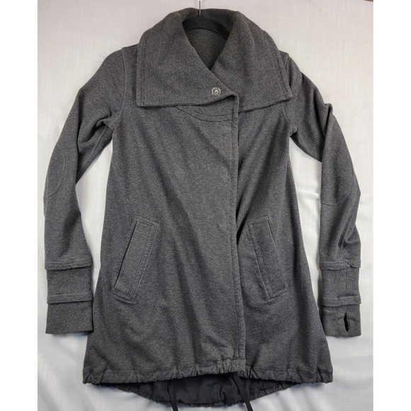 lululemon athletica Jackets & Blazers - Lululemon Gratitude Wrap Sweater Jacket Women 4 Charcoal Gray Thumbhole Sleeve